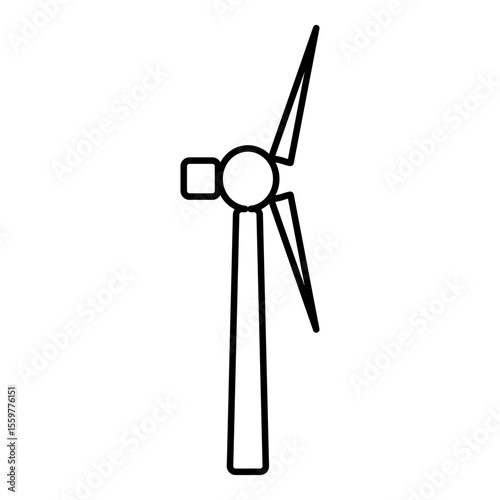 Simple wind turbine icon in flat style shows clean energy, eco power and renewable electricity production symbol.
