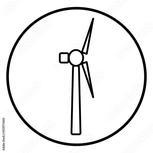 Circle wind turbine symbol highlights renewable eco electricity, clean power and modern sustainable energy concept.
