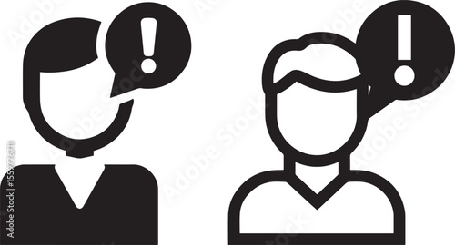 User Alert Notification Icon Set. Person Warning Exclamation Symbols