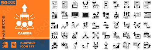 Career Duotone Editable Icons set. Vector illustration in modern thin duotone style of career icons: business, market, corporate, etc