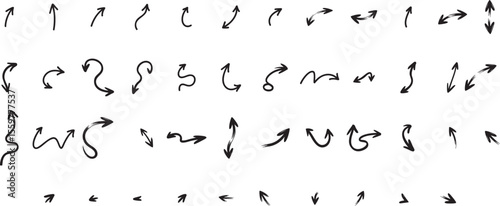 Hand drawn arrows vector set featuring diverse curved straight and abstract styles for navigation and creative design