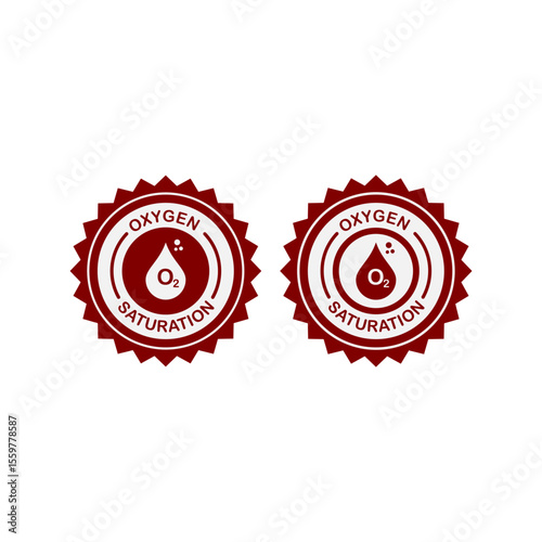 Red oxygen saturation vector logo. Ideal for medical and healthcare designs, symbolizing blood oxygen levels and health monitoring.