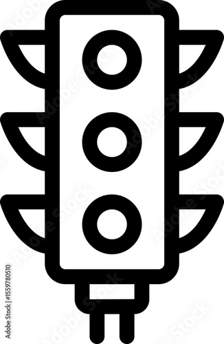 Traffic light icon with line and simple style