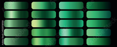 Green metal gradients collection. Green gradients set