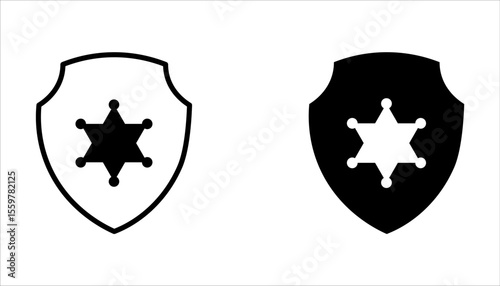 Police badge icon set. Police symbols. Policeman badges collection on white background