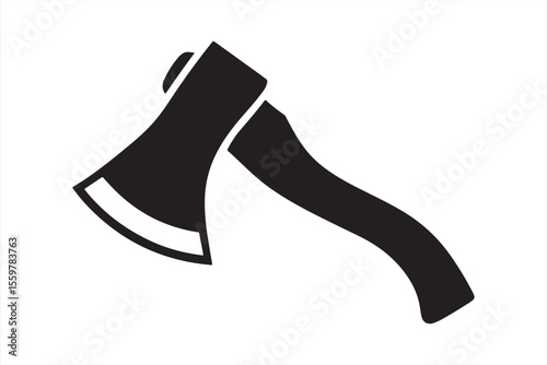 Axe Silhouette: A stark black silhouette of an axe against a seamless canvas embodies strength, utility, and primitive tool crafting.