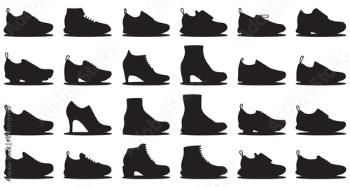 Silhouette Collection of Various Shoe Styles A Diverse Range of Footwear Options for Different Occasions and Preferences