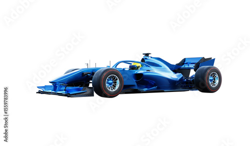 3d rendering modern blue racing car isolated on a white background