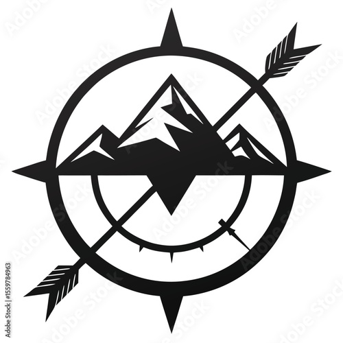 Adventure Awaits Mountain Peak Compass Arrow Design - Explore the Wild, Find Your Path