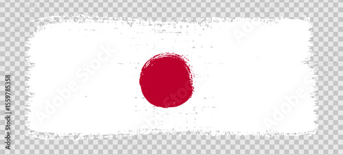 Abstract paint brush textured stripe of japan tokyo flag colors white and red circle shape. Design element for Japan day celebrate. The concept of drawing, brushstroke, grunge, paint strokes etc