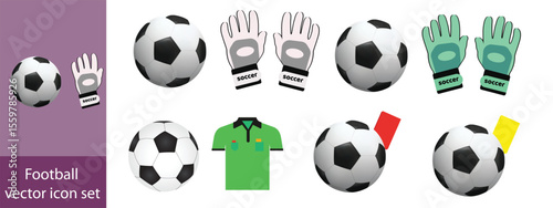 Football ball vector icon set. Soccer balls icons. soccer ball icons, football or soccer ball icon set in different styles, football simple black style, Vector illustration eps 10.