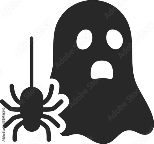 Ghost solid icon used in Halloween, spooky, and haunted character clip art designs.