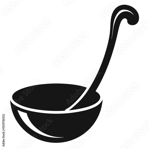 Classic Kitchen Utensil A Simple Illustration of a Versatile Ladle for Soups, Stews, and Serving