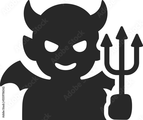 Devil solid icon used in Halloween, fantasy, and evil character clip art designs.