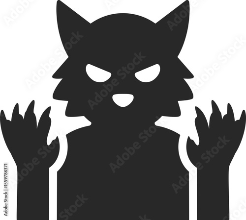 Werewolf solid icon used in Halloween, monster, and spooky transformation clip art designs.