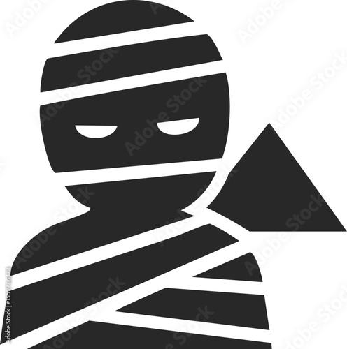 Mummy solid icon used in Halloween, ancient horror, and spooky character clip art designs.