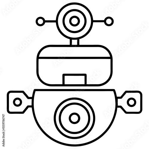 Smart security camera iot line art vector illustration