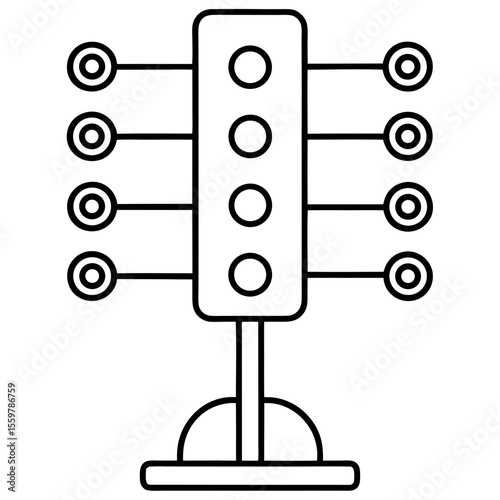 Smart traffic light system line art vector illustration