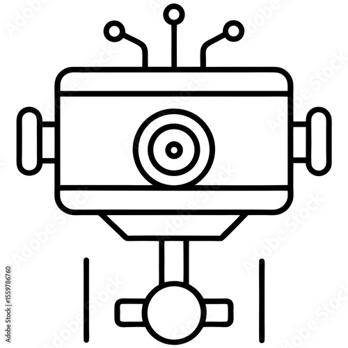 Smart security camera iot line art vector illustration