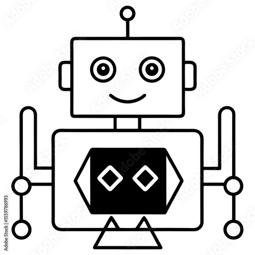 Ai powered recruitment software line art vector illustration