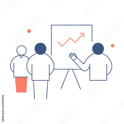 Business presentation with upward trending graph and attentive audience