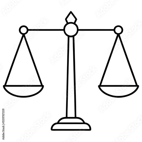 Ethical ai balance scale line art vector illustration