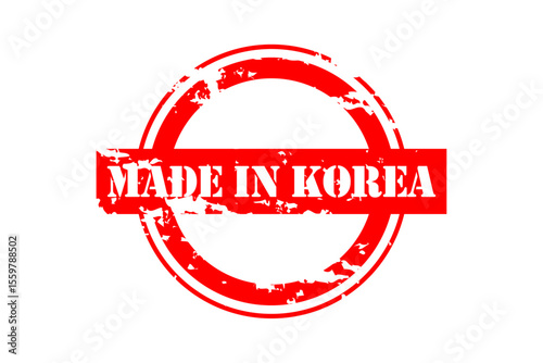 MADE IN KOREA - MADE IN KOREA text written on Red Rubber Stamp 
