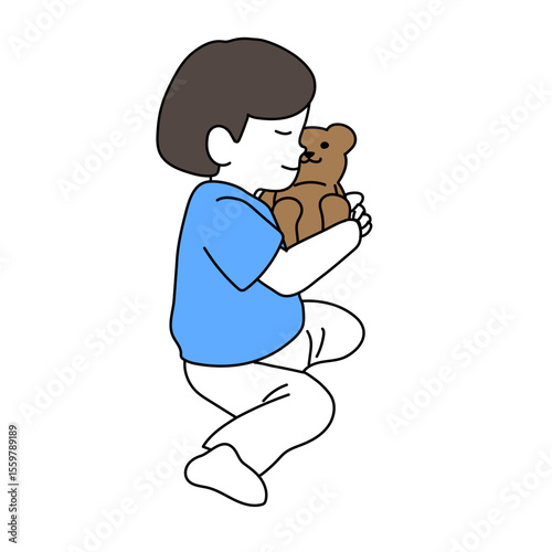 ぬいぐるみを持つ子供イラスト