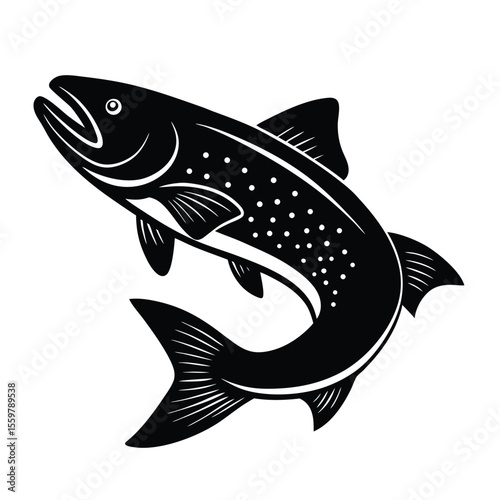 turning action trout silhouette vector
