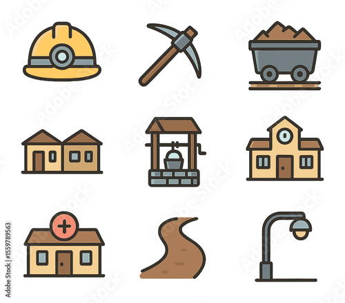 Urgency Icon Grid. Solid, filled icons set of urgency and deadlines: warning clock, late bell, hourglass with