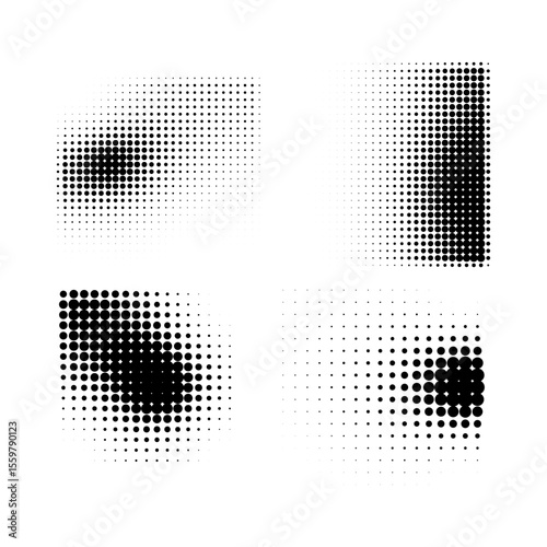 Halftone Dot Pattern Composition in Black and White