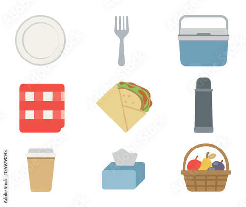 Gardening Icons Set. Solid, filled icons set of gardening essentials: watering can, hand fork, pruning shears,