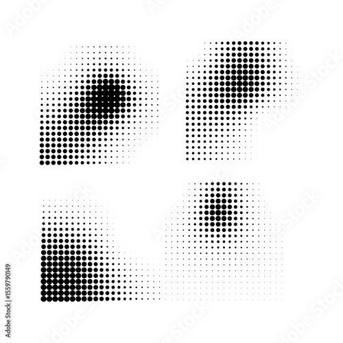 Halftone Dot Pattern Composition in Black and White