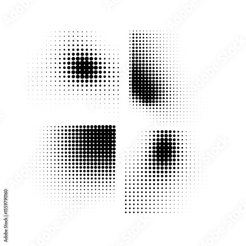Halftone Dot Pattern Composition in Black and White