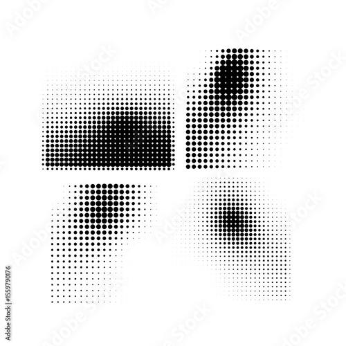 Halftone Dot Pattern Composition in Black and White