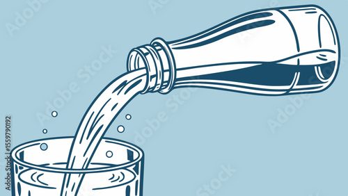 Pouring water from bottle into glass refreshing drink hydration clear liquid thirst quencher healthy lifestyle