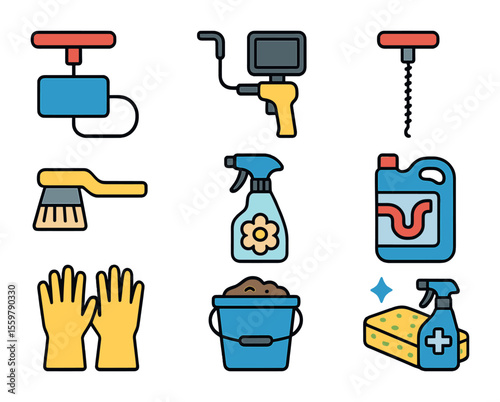 Seismic Zone Safety Icons. Solid, filled icons set of construction for seismic zones: safety helmet,