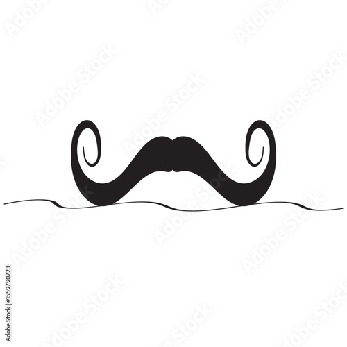 One Line Mustache Icon Monoline Mustaches Symbol Continuous Whiskers Silhouette Mustache Endless Shape Men Fashion Vector Illustration