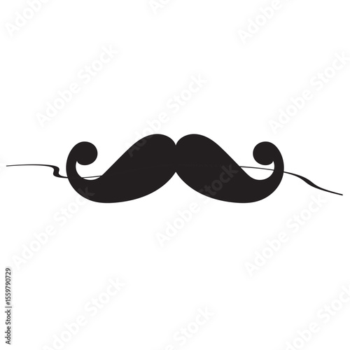 One Line Mustache Icon Monoline Mustaches Symbol Continuous Whiskers Silhouette Mustache Endless Shape Men Fashion Vector Illustration