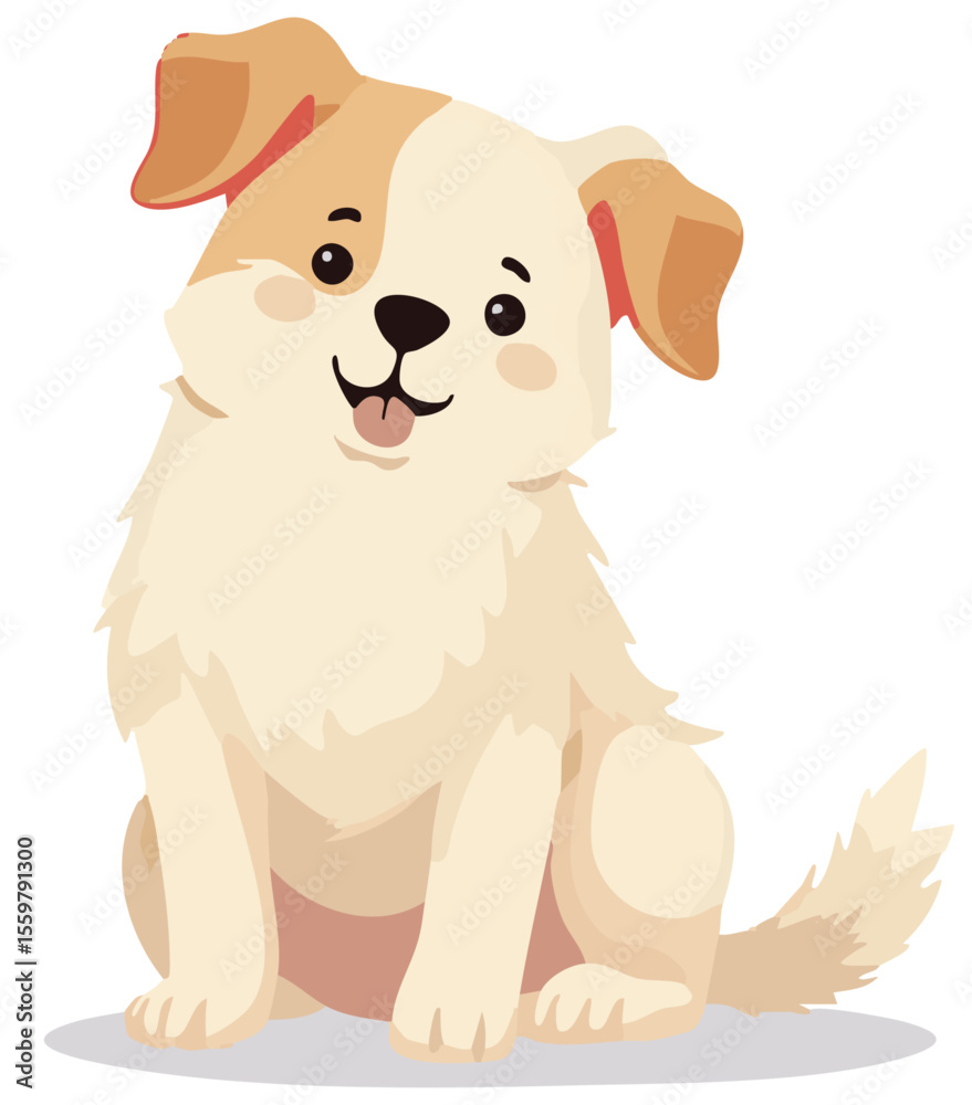 Obraz premium Cute puppy character sitting cartoon vector illustration isolated on white background.