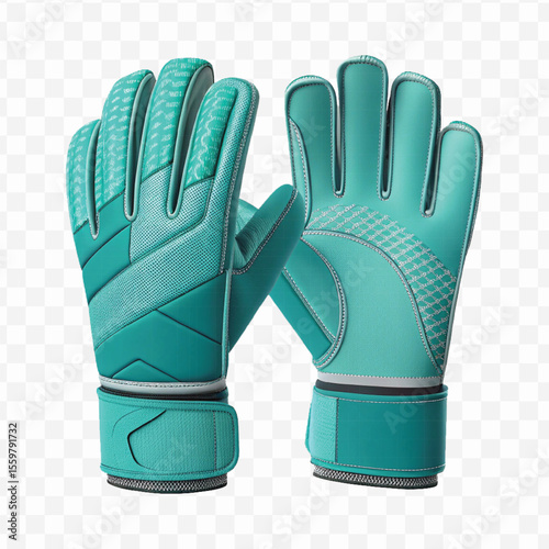 realistic 3d t goalkeeper gloves front and back view  in different color style isolated on transparent background	