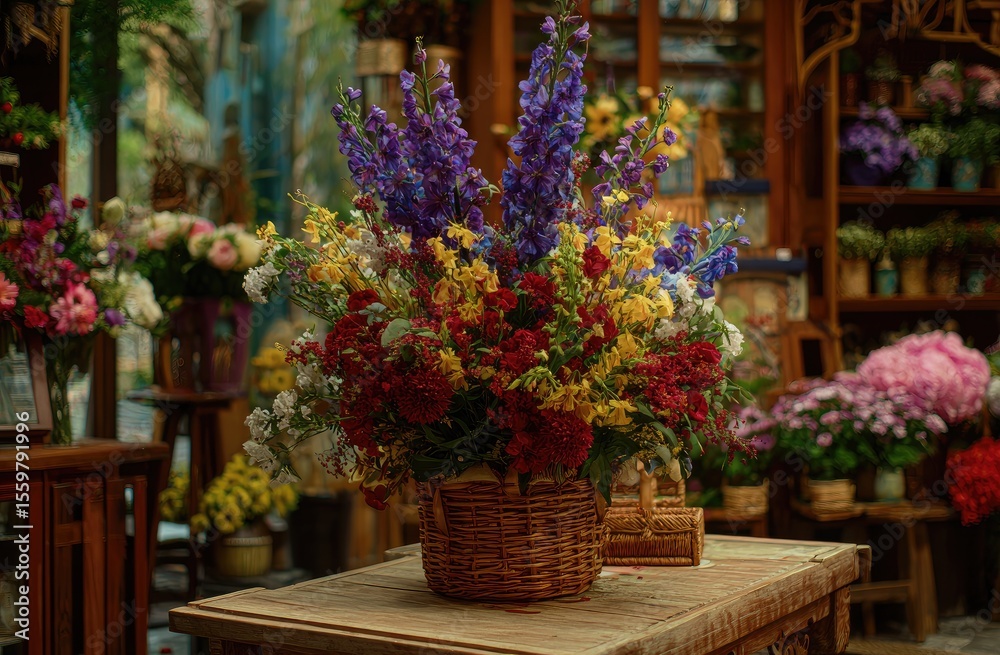 custom made wallpaper toronto digitalColorful flower arrangement in a basket, displayed in a floral shop