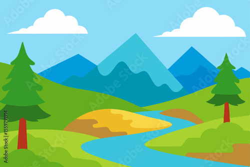 Nature River Scene Background