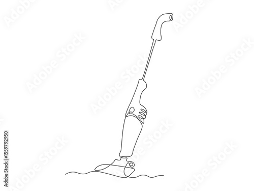 Abstract Vertical Vacuum Cleaner, continuous single one line art hand drawing sketch logo