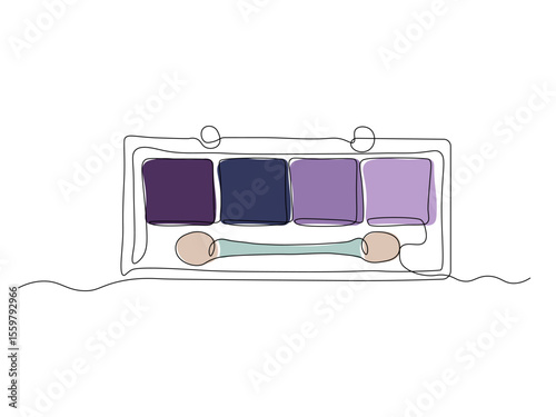Abstract Eyeshadow Palette, continuous single one line art hand drawing sketch logo
