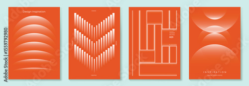 Modern gradient poster background vector set. Cover template with vibrant perspective geometric prism shapes. Ideal design for social media, cover, banner, flyer.