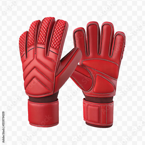 realistic 3d t goalkeeper gloves front and back view  in different color style isolated on transparent background	