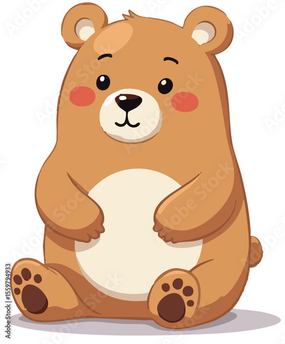 Cute teddy bear character standing, cartoon vector illustration isolated on white background.