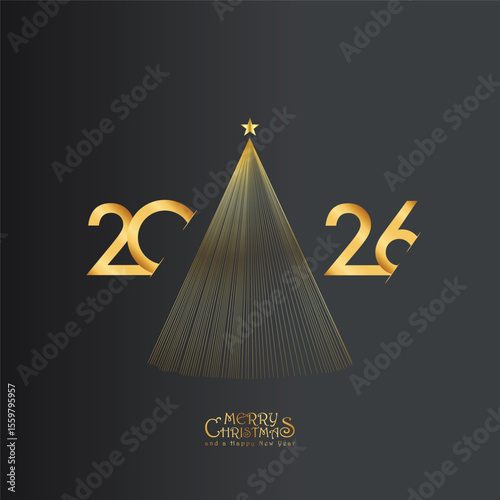 2026 Happy New Year design vector. trendy new year 2025 design template. and merry Christams 