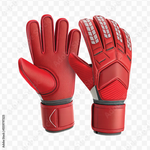 realistic 3d t goalkeeper gloves front and back view  in different color style isolated on transparent background	